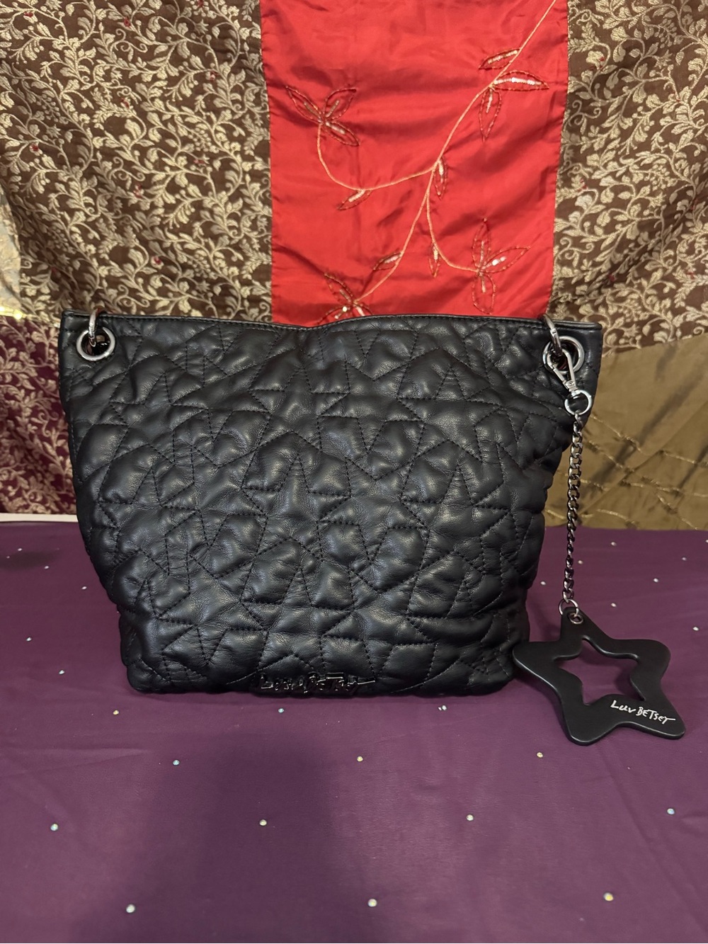Black BETSEY JOHNSON Star embellished Shoulder Bag, Bag. Harm included